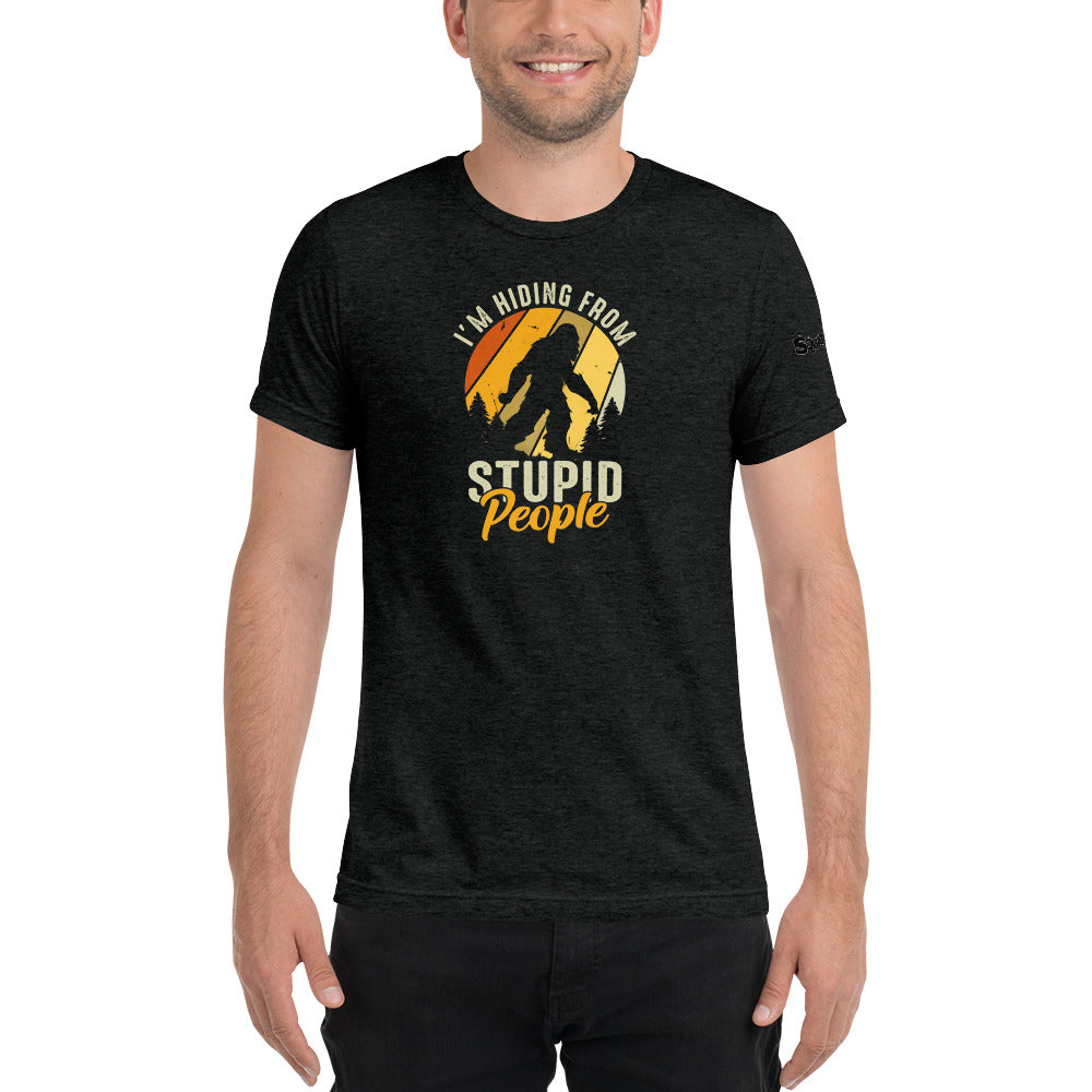 I'm hiding from Stupid people Mens T-shirt