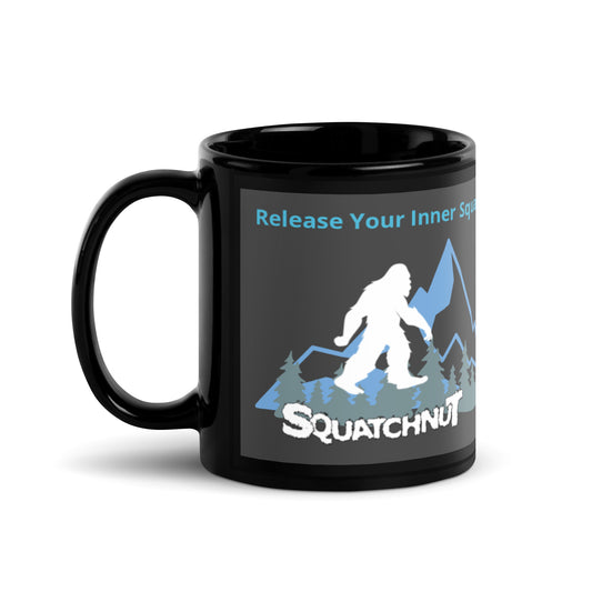 Squatchnut Logo Black Glossy Mug