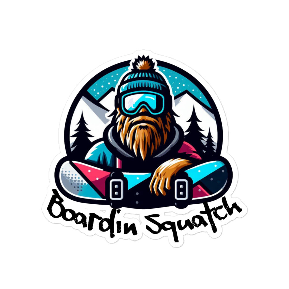 Boardin Squatch Bubble-free stickers