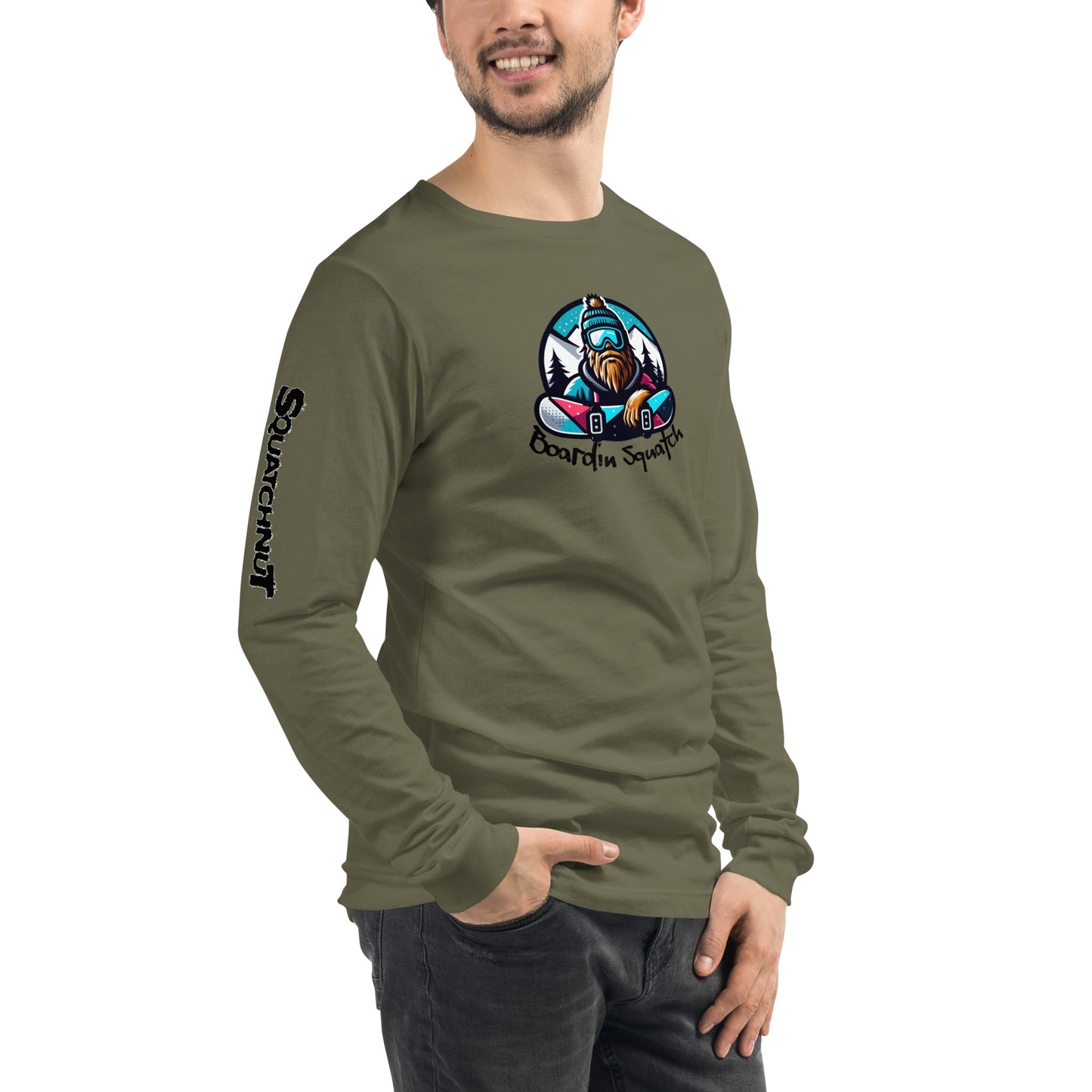 Boarding Squatch Unisex Long Sleeve Tee